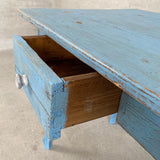 Skrivebord - 98 cm Skrivebord blå close up åben skuffe