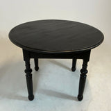 Rundt Bord - 100 cm Rundt sort bord med skuffe oppe fra